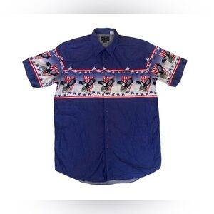 Vintage 90s American eagle Aztec Navajo pattern blue red